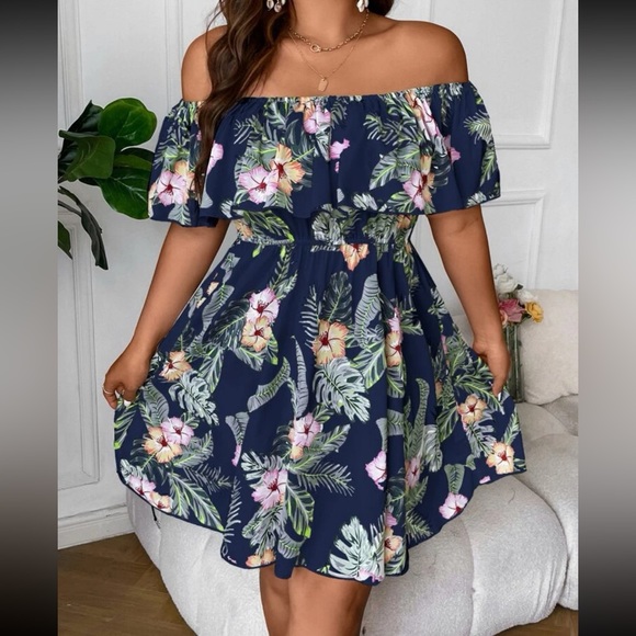 Dresses | Boho Plus Size Tropical Print Belted Dress | Poshmark